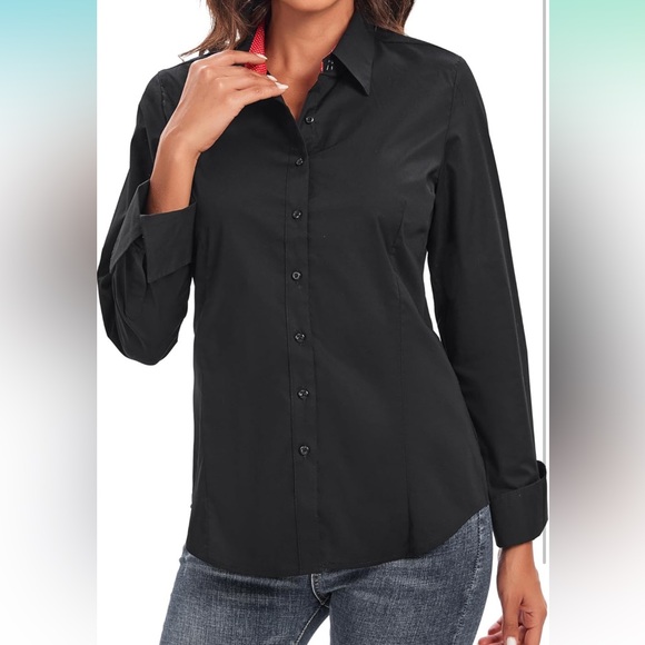 NWT Esabel.C Womens Button Down Long Sleeve Regular Fit Stretch Work Blouse - Picture 9 of 9